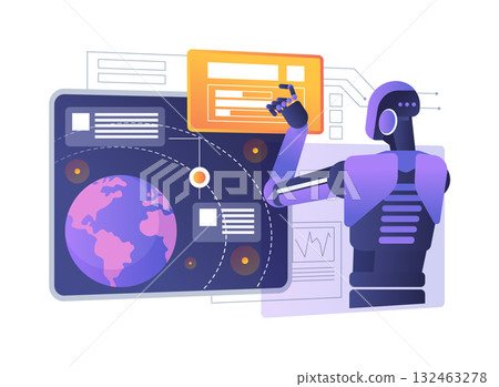 AI-Enhanced Orbital Trajectory Optimization abstract concept vector illustration. AI-Enhanced Orbital Trajectory Optimization abstract concept vector illustration. 132463278