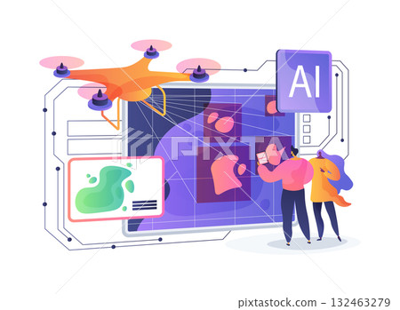 AI-Intelligent Real-Time Algal Bloom Detection abstract concept vector illustration. 132463279