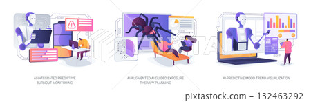 AI Innovations in Mental Health abstract concept vector illustrations. 132463292