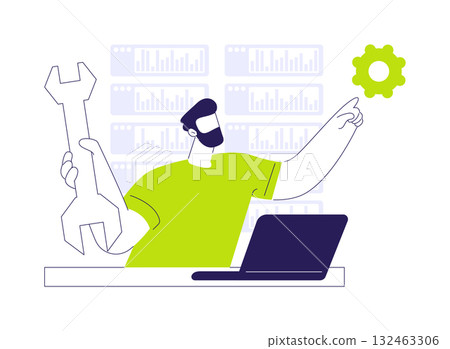 Troubleshooting computer software abstract concept vector illustration. 132463306