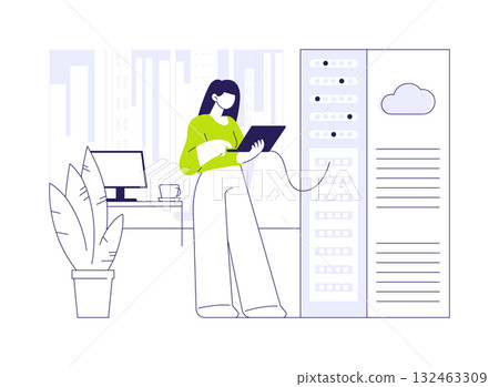 Datacenter network infrastructure abstract concept vector illustration. Datacenter network infrastructure abstract concept vector illustration. 132463309