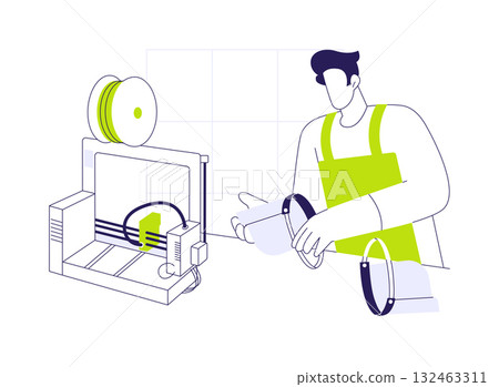 3D printed face shields abstract concept vector illustration. 132463311