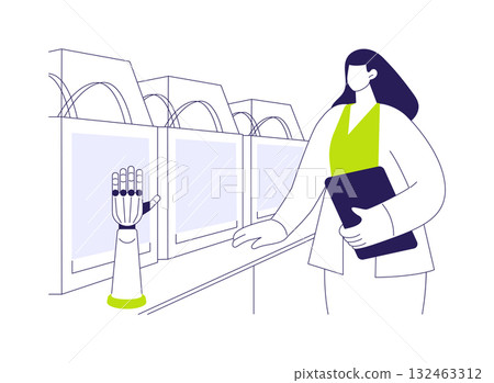 3D printed bionic hand abstract concept vector illustration. 132463312