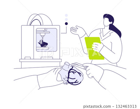 3D printed anatomical model abstract concept vector illustration. 3D printed anatomical model abstract concept vector illustration. 132463313