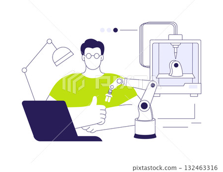 3D printers in robotics abstract concept vector illustration. 132463316