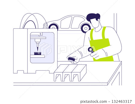 3D printed automotive parts abstract concept vector illustration. 132463317