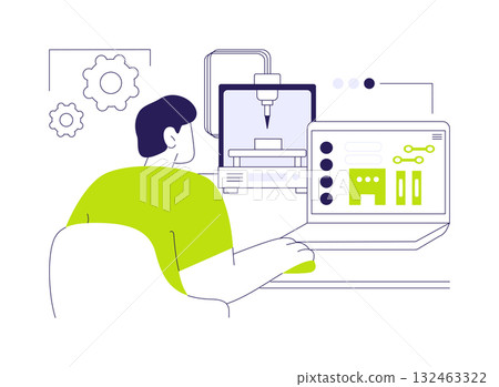 3D printing slicing app abstract concept vector illustration. 3D printing slicing app abstract concept vector illustration. 132463322