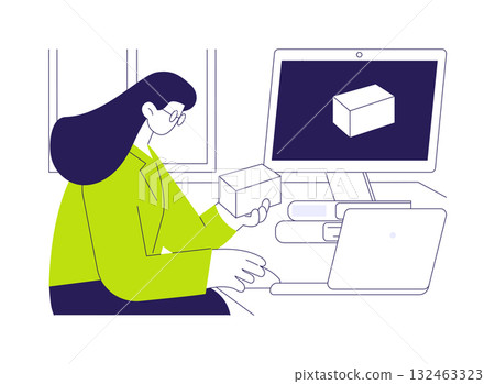 3D printing model abstract concept vector illustration. 3D printing model abstract concept vector illustration. 132463323