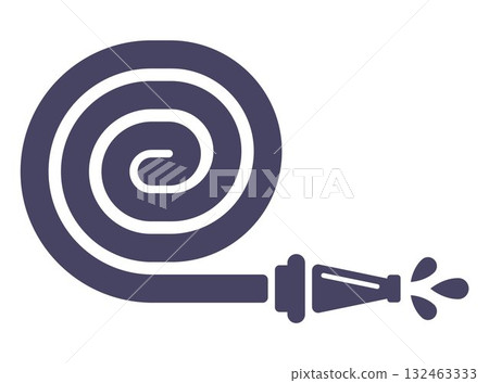 Icon of a hose with water for watering a lawn. 132463333