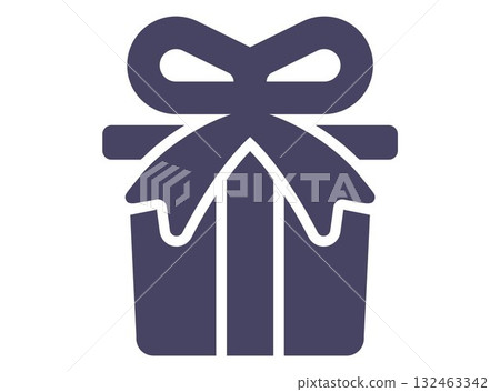 Black gift icon with a bow. Black gift icon with a bow. 132463342