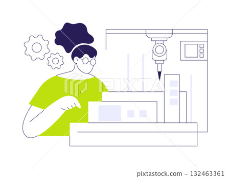 3D printing in architecture isolated cartoon vector illustrations. 132463361