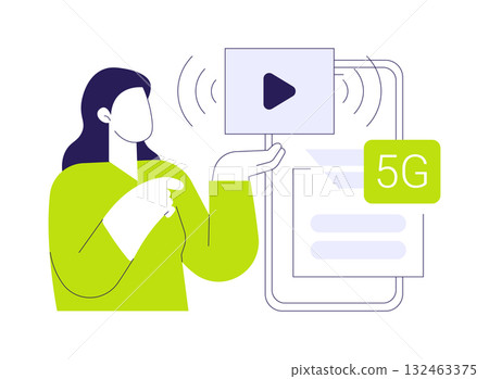 5G streaming isolated cartoon vector illustrations. 132463375