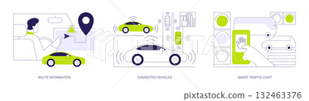 Smart city transportation isolated cartoon vector illustrations se 132463376