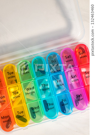 Weekly Pill Box With Vitamins Weekly Pill Box With Vitamins 132463460