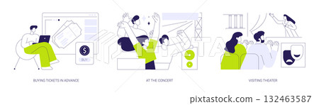 Nighttime leisure activities together isolated cartoon vector illustrations se 132463587