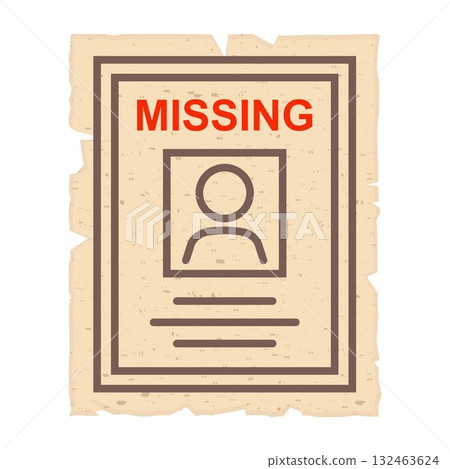 Poster on the wall missing person. Poster on the wall missing person. 132463624