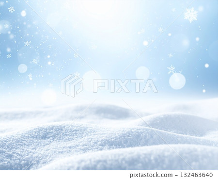 Snowflakes, snow, and sparkling background material 132463640