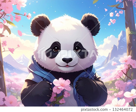 可愛的熊貓插圖 132464072