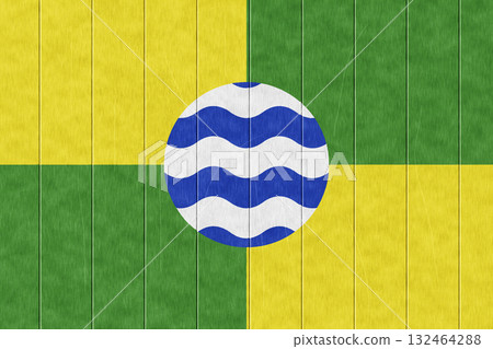 The official flag of Nairobi, the capital of Kenya, on wood texture. Conceptual collage. Illustration 132464288