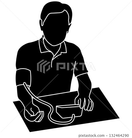 Silhouette illustration of a man measuring his blood pressure Silhouette illustration of a man measuring his blood pressure 132464290