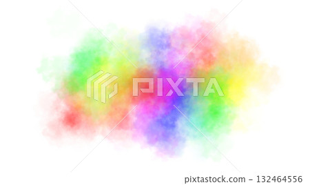 Vibrant colorful smoke cloud blending rainbow hues on transparent background realistic abstract vapor texture 132464556