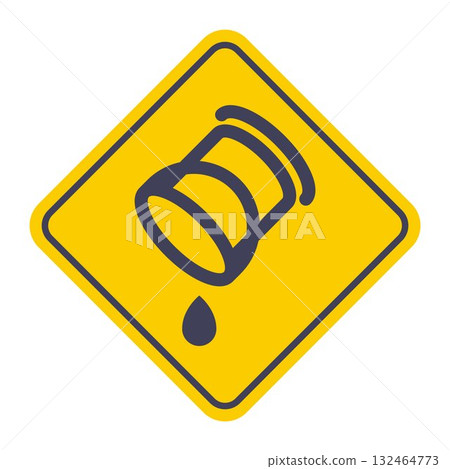 Bucket pouring water black icon on a yellow background. Bucket pouring water black icon on a yellow background. 132464773