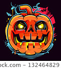 pumpkin The main symbol of the Happy Halloween holiday. Orange pumpkin with smile for your design for the holiday Halloween. Vector illustration. 132464829