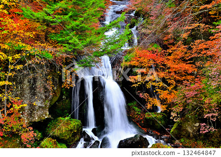 Autumn leaves at Ryuzu Falls in Oku-Nikko 132464847