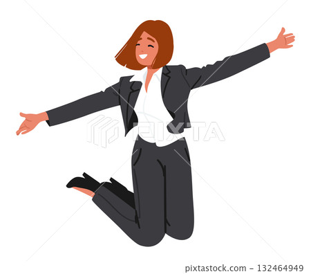 Happy businesswoman jumping high celebrating success, achieving goals and business triumph Happy businesswoman jumping high celebrating success, achieving goals and business triumph 132464949