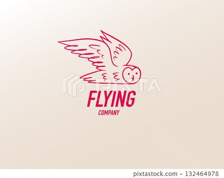 Beautiful owl one line bird emblem or icon for your company. peace symbol. hand drawn engraving. 132464978