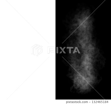 Vertical white smoke texture on transparent and black background 132465184
