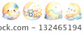 Cute watercolor illustration of smiling moon with star 132465194