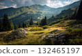 Scenic mountain landscape with rocky peaks 132465197