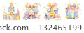 Watercolor big festive gift box 132465199