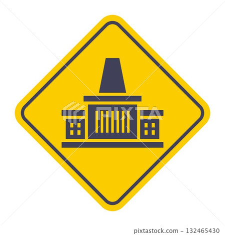 Black icon of a factory with a pipe. 132465430