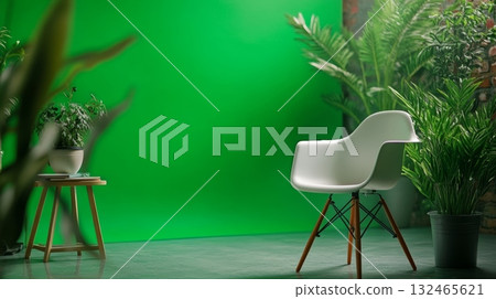 A colorful plant in the background adds a touch of life to the workspace A colorful plant in the background adds a touch of life to the workspace 132465621