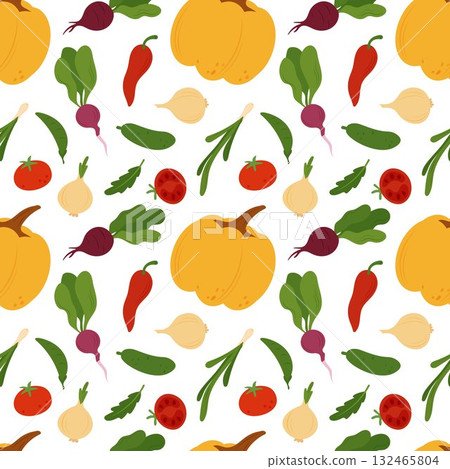Simple flat vegetables seamless pattern 132465804