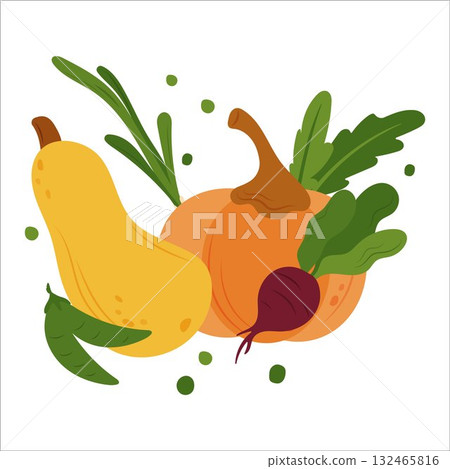 Simple flat vegetables composition. Healthy food Simple flat vegetables composition. Healthy food 132465816