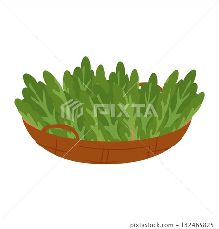 Simple flat vegetables in basket 132465825