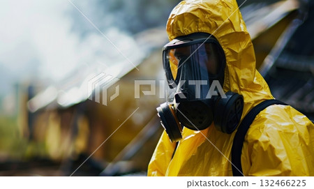 A worker in a hazmat suit handles hazardous materials safely minimizing exposure and risk 132466225