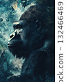 A close up of a gorilla with its face showing 132466469