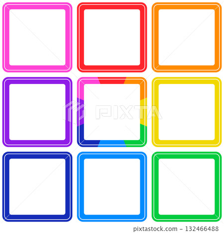 Square frame icon set in 8 colors & rainbow 132466488
