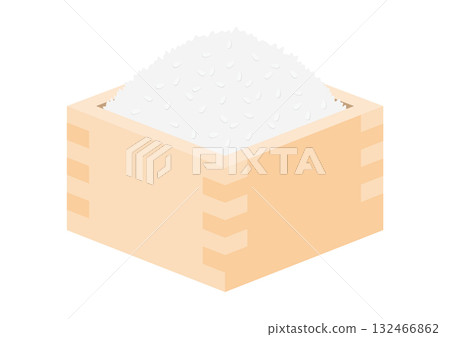 Illustration of rice served in a masu Illustration of rice served in a masu 132466862