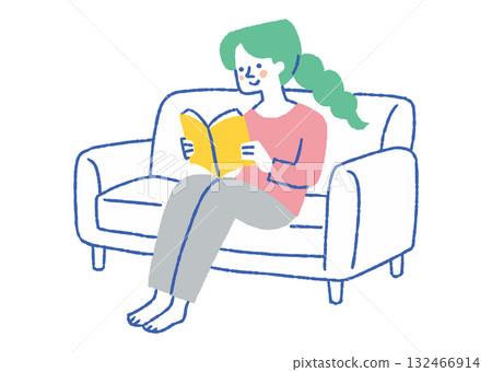Relaxed woman reading a book_Color 132466914