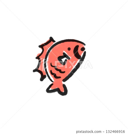 Cute hand-drawn sumi-e sea bream, New Year's material, Japanese style 132466916