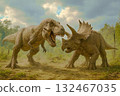 Deadly battle between Tyrannosaurus and Triceratops 132467035