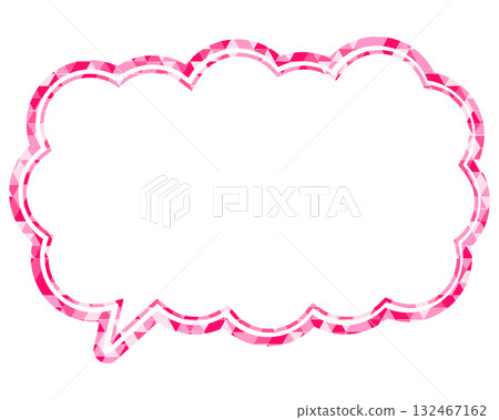 Stained glass style speech bubble, triangular pattern, elongated cloud shape 132467162