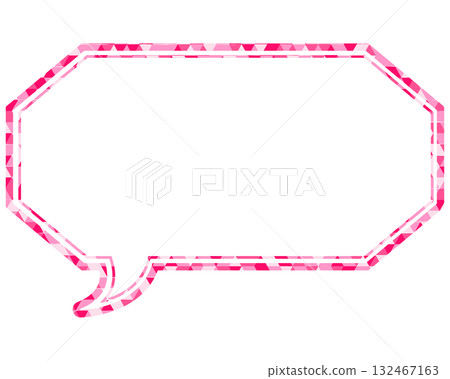 Stained glass style speech bubble, triangular pattern, elongated octagon Stained glass style speech bubble, triangular pattern, elongated octagon 132467163
