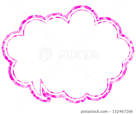 Stained glass style speech bubble, triangular pattern, rounded cloud shape 132467166