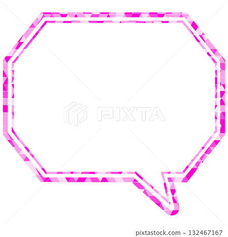 Stained glass style speech bubble, triangular pattern, octagonal shape with corners 132467167